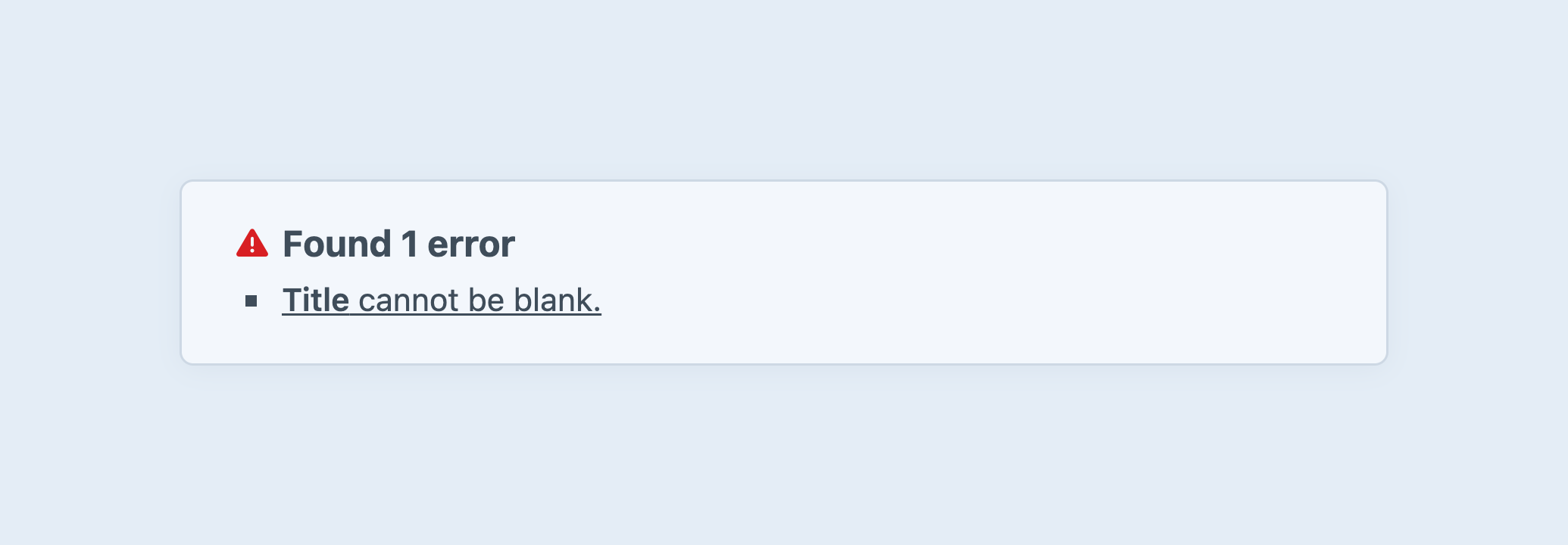 Screenshot of the error summary at the top of an element edit screen, with jump links to each field with problems.